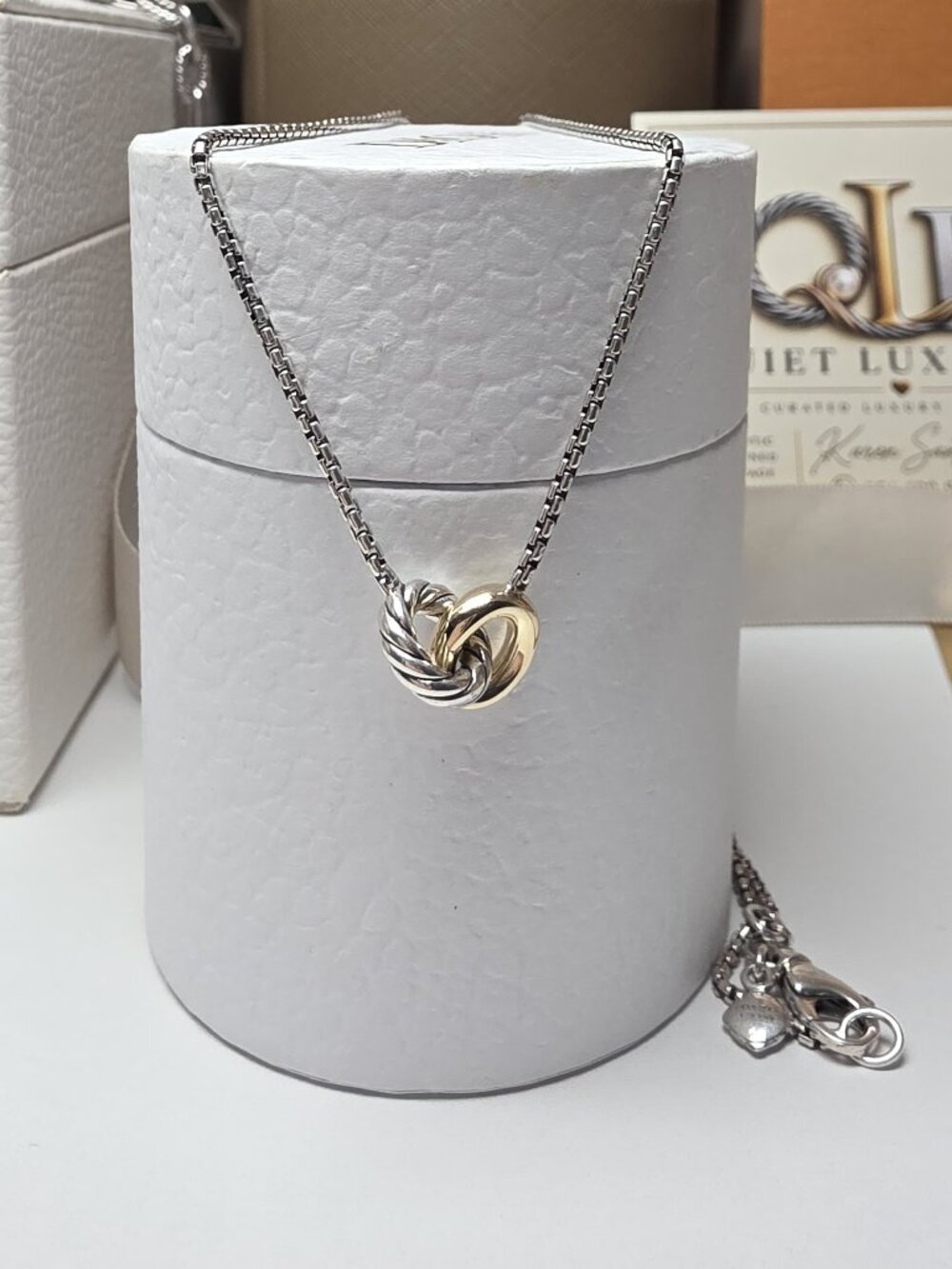 David Yurman Petite Cable Linked Necklace in Sterling Silver with 14K